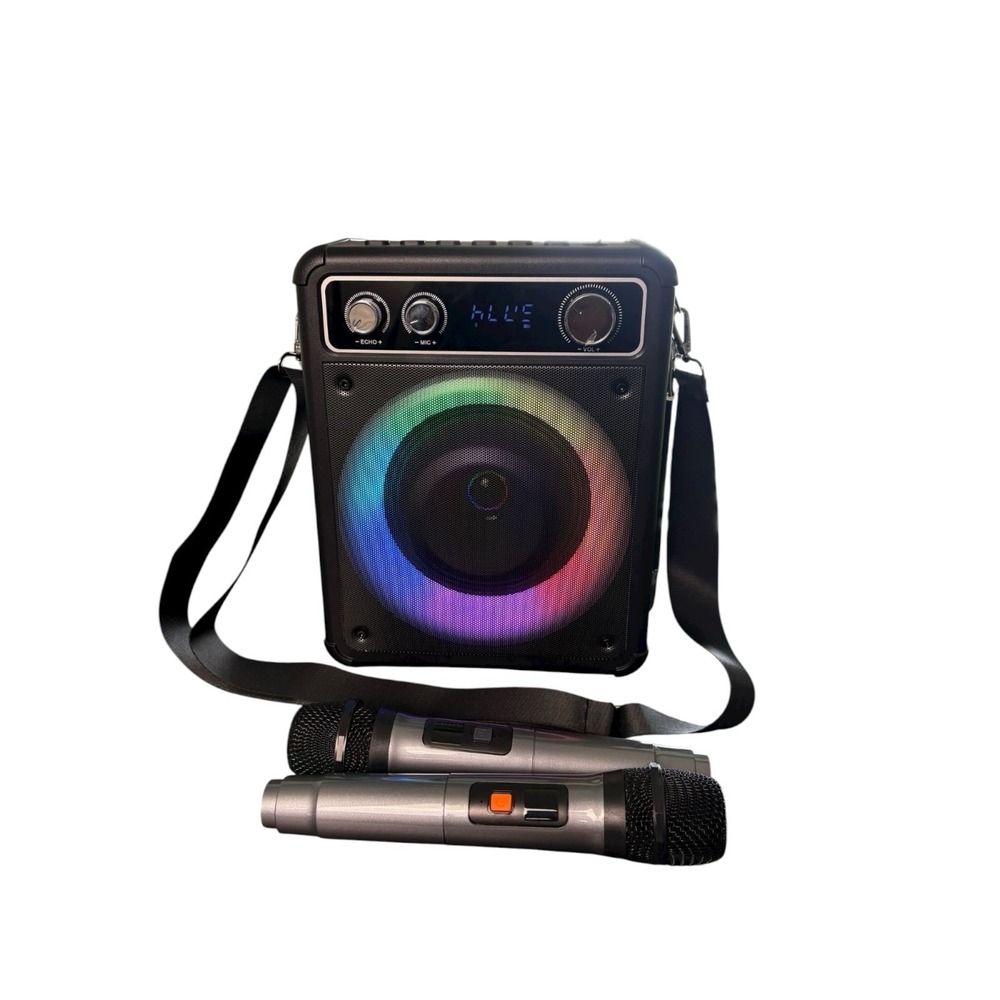 VOSOCO T-03 Bluetooth Karaoke Speaker w/ 2 Wireless Mics RGB